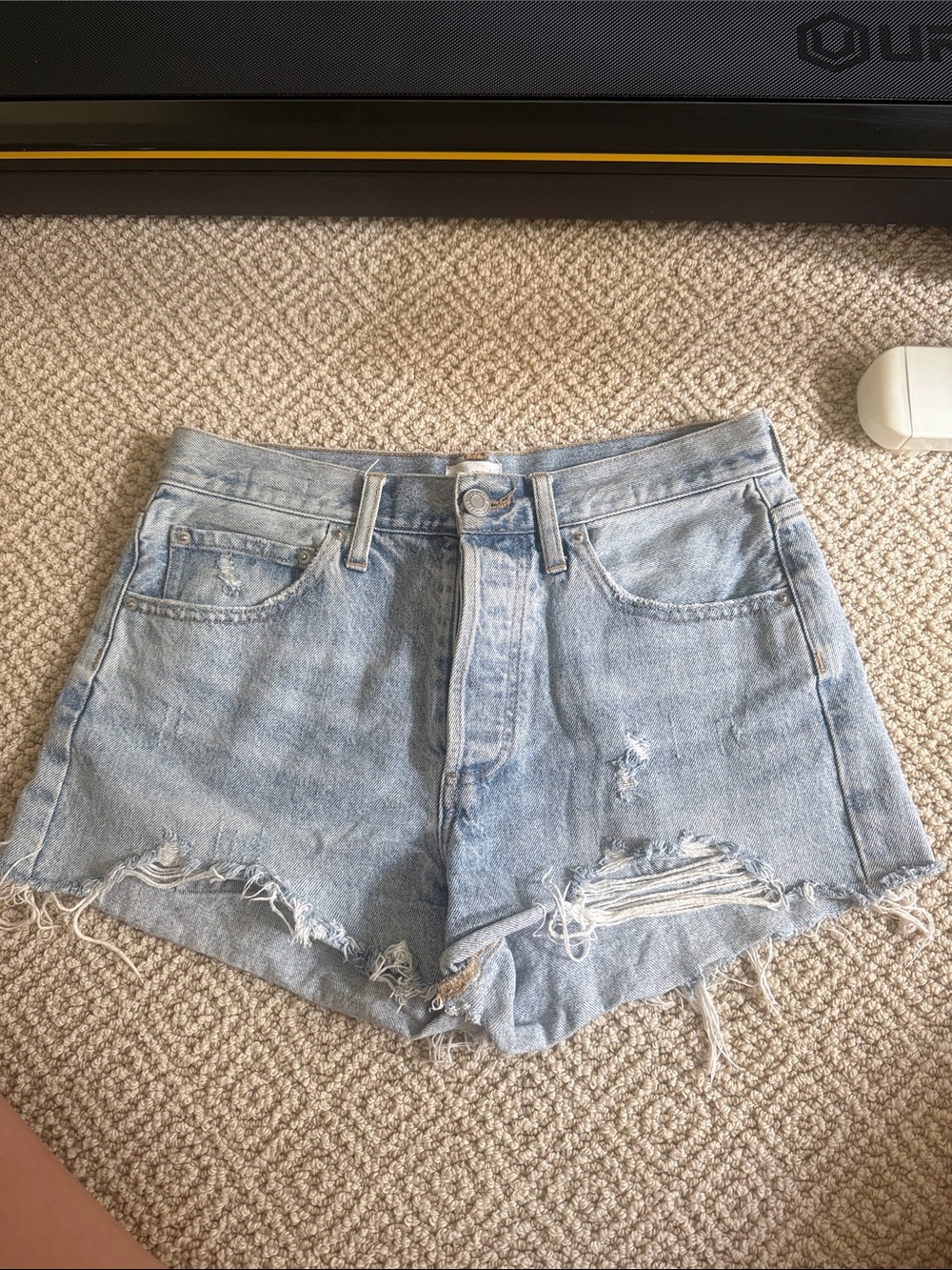 Z Supply Light Blue Distressed Denim Shorts